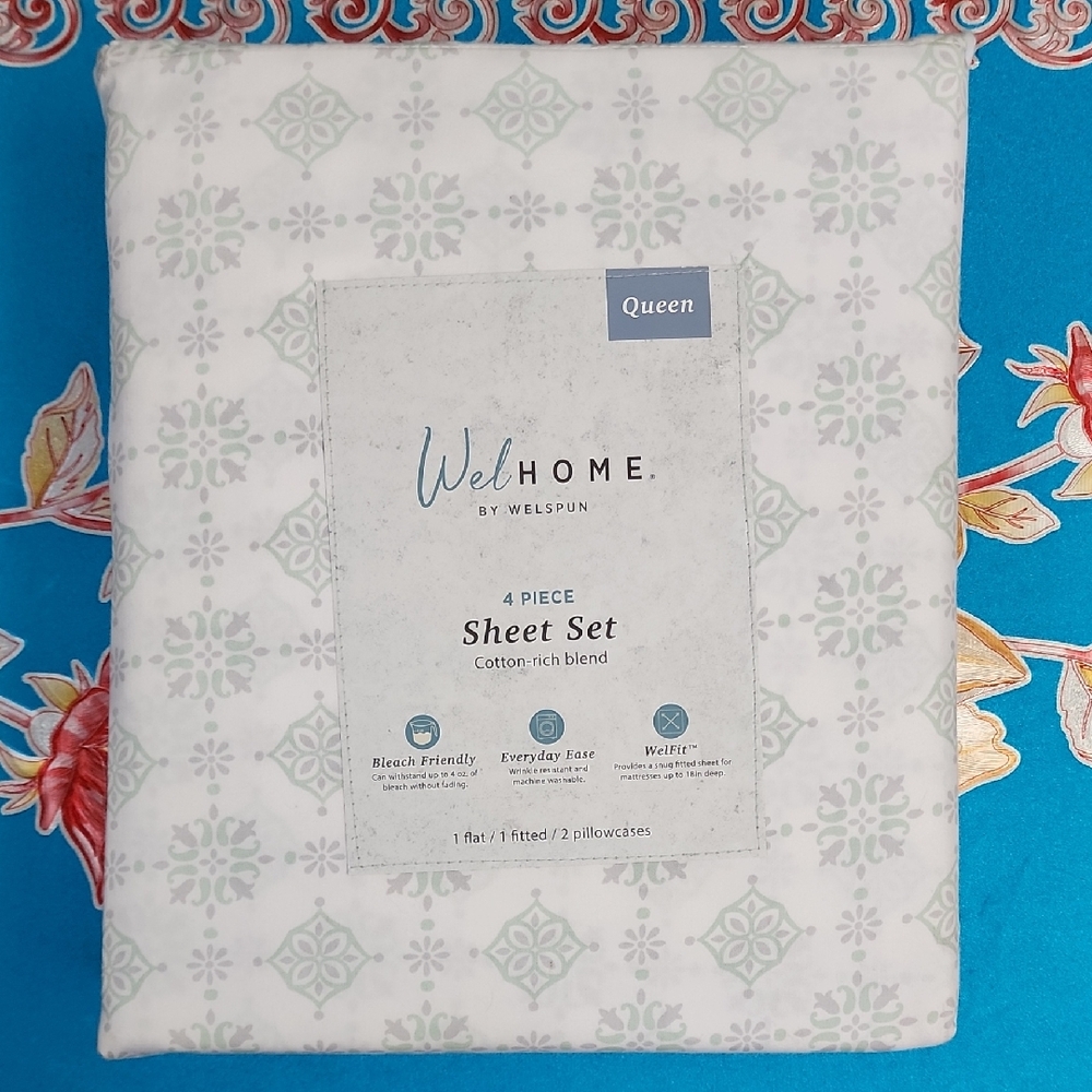 NEW! WelHOME 4-Piece Queen Sheet Set